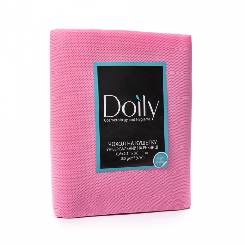 Чохол на кушетку з резинкою універсальний Doily® 0,8х2,1м зі спанбонду 80 г/м2 (1 шт/пач), рожевий