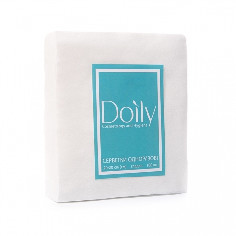 Салфетки в пачке Doily® 20х20 см со спанлейса 40 г / м2 (100 шт / пач). Текстура: гладкая