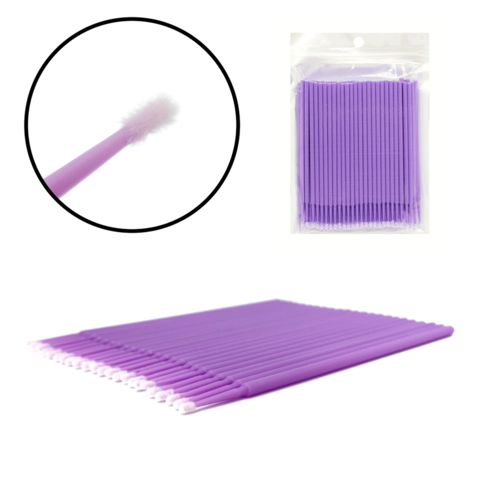 Микробраши в пакете головка маленькая (100 шт/уп), светло-фиолетовые