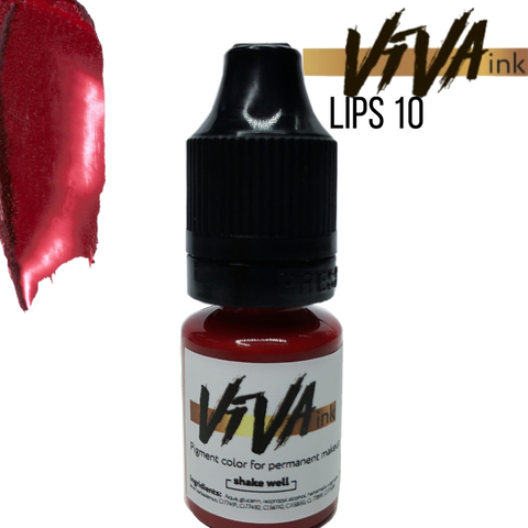 Permanent make-up pigment Viva Lips 10 Wine, 6 ml