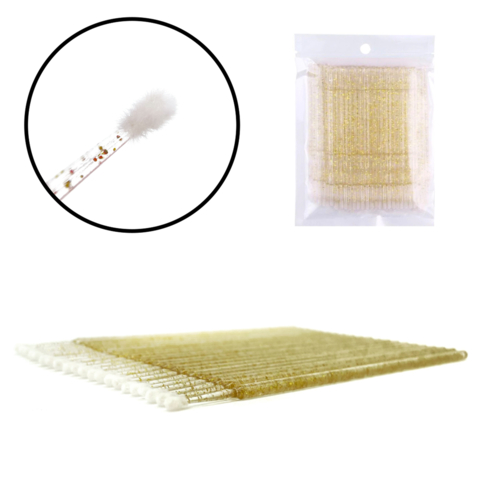 Glitter micro brush applicators (100 pcs. op), gold