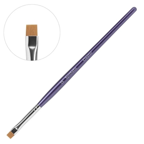 Пензлик для брів Creator Synthetic №15 прямий, фіолетова ручка