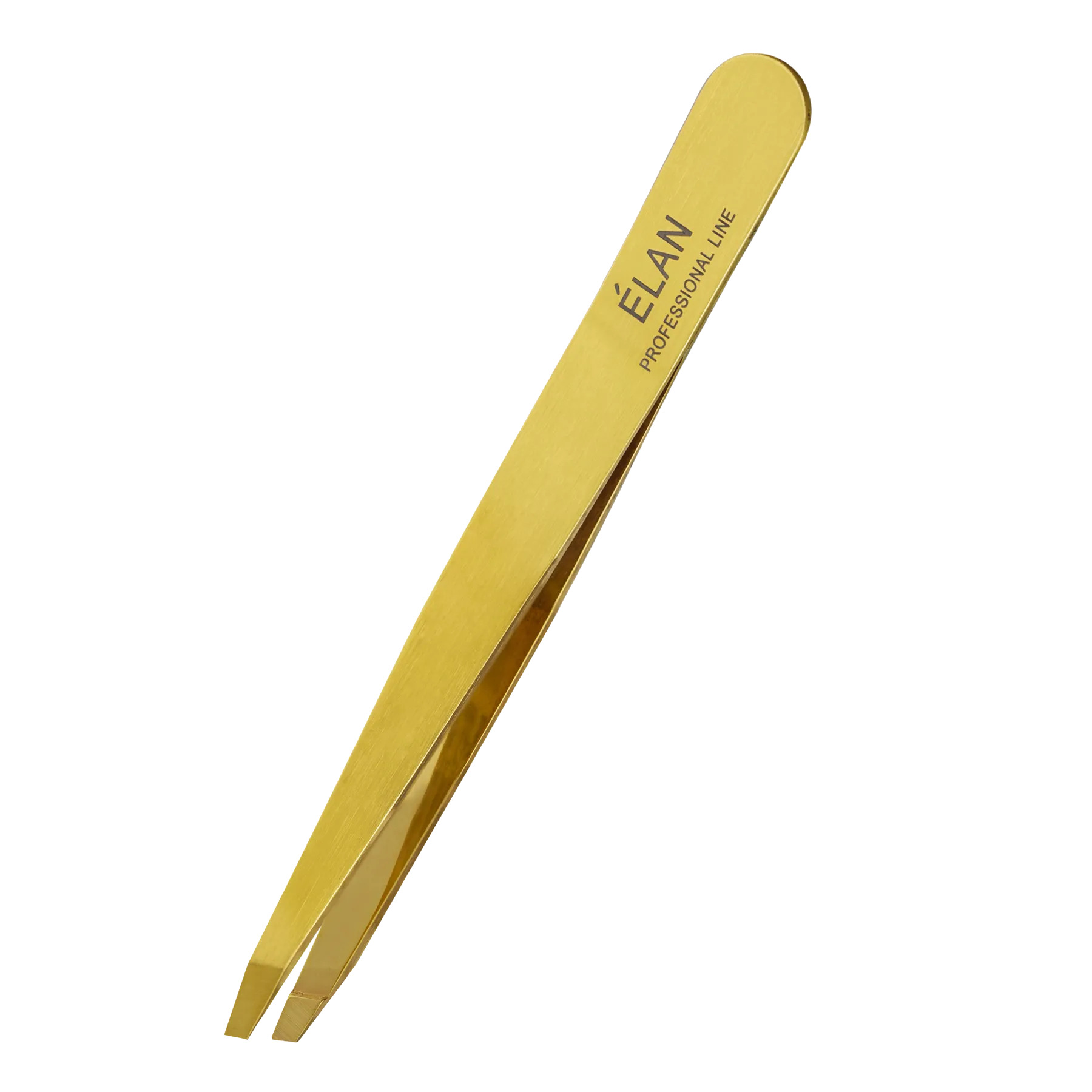 Elan Gold eyebrow tweezers with Elan Brown case