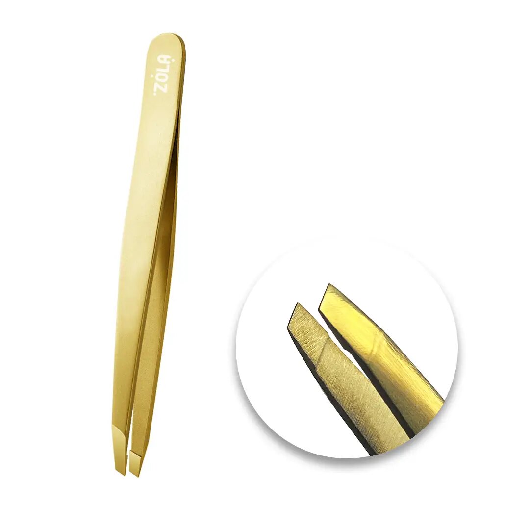 Professional eyebrow tweezers Zola Gold, slanted