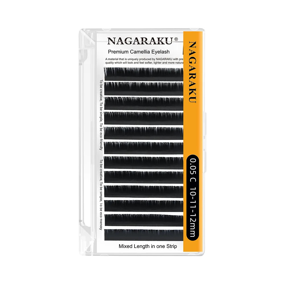 Nagaraku Camellia eyelashes 12 strips Mix С, 0.05, 7-8-9 mm