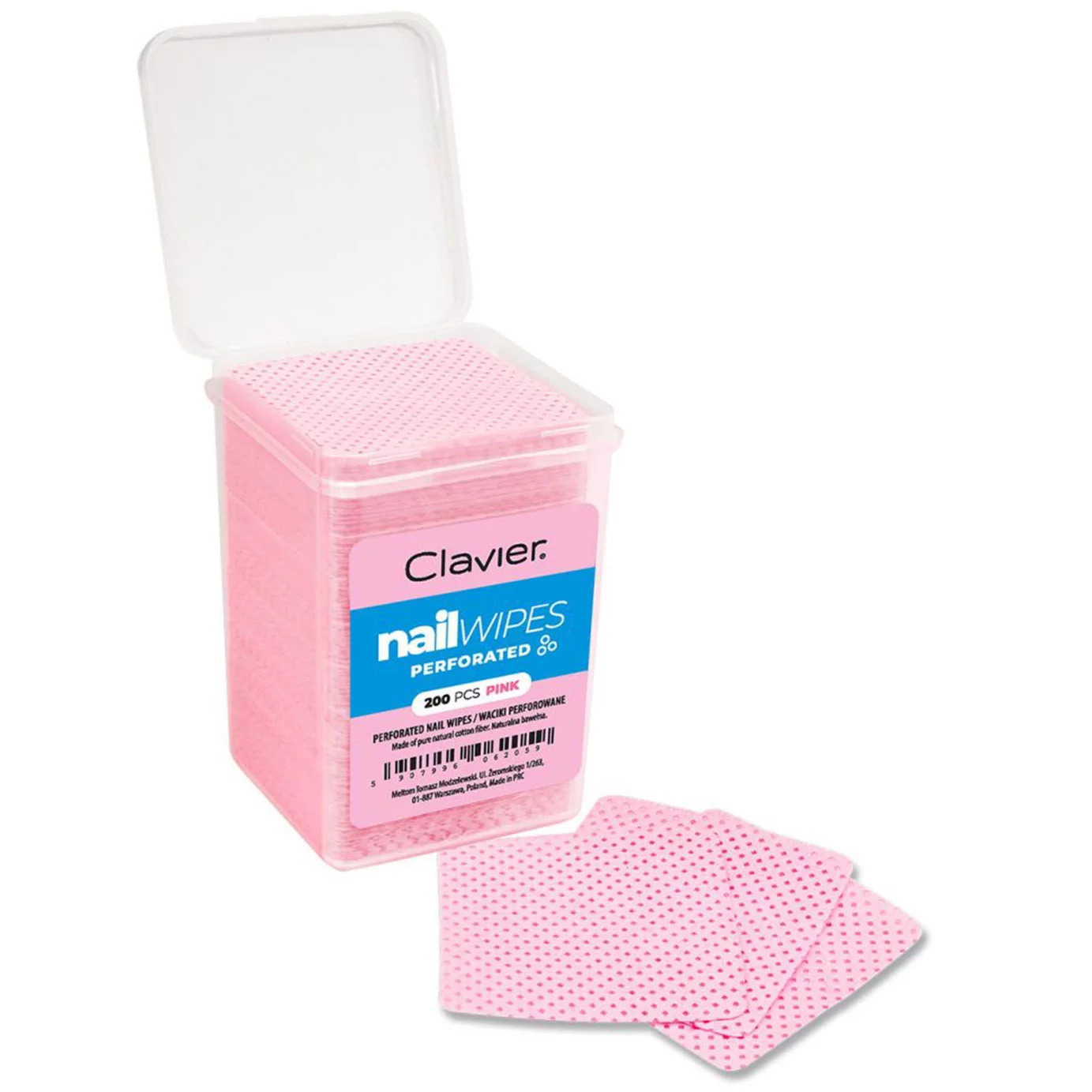 Perforated Clavier dustless swabs in a box of 200 (pcs. op.), pink