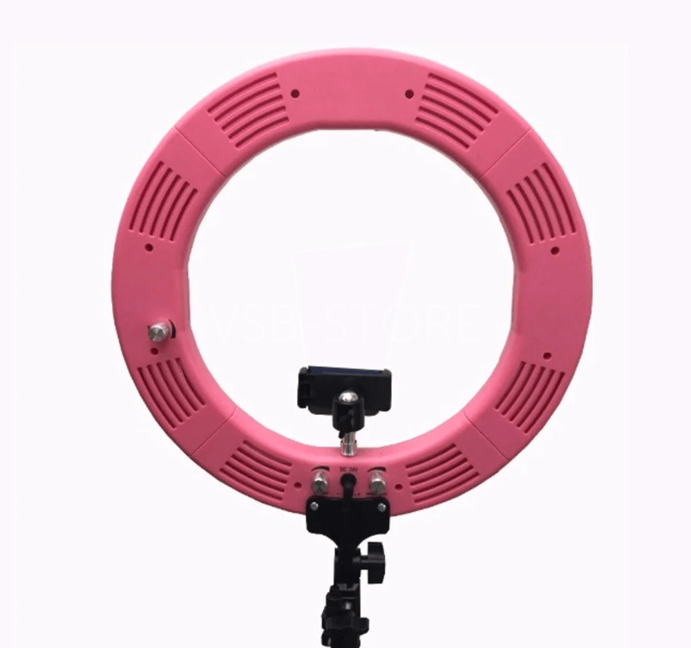 Lampa pierścieniowa LED 34,5 cm 60W, różowa