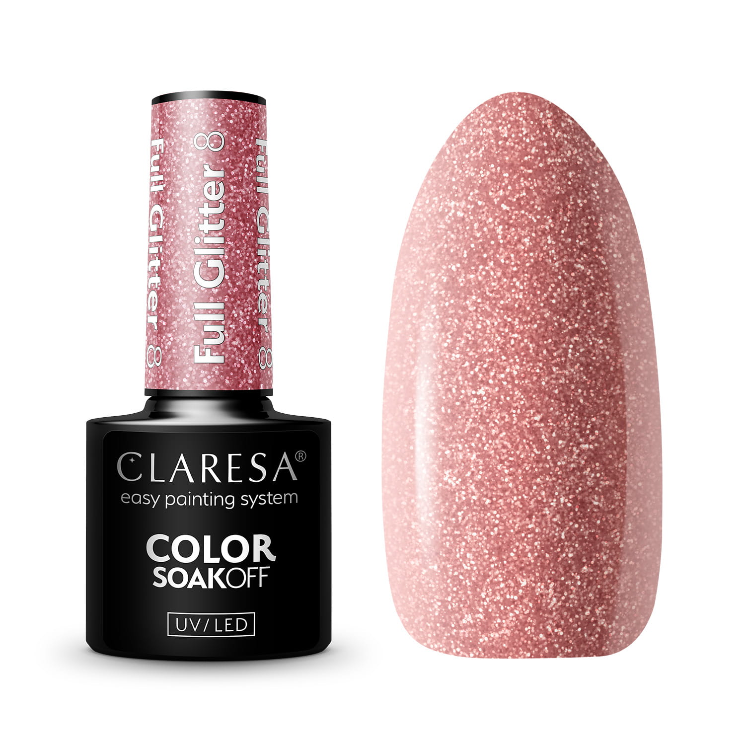 Claresa Full Glitter hübriidlakk nr 8, 5 g