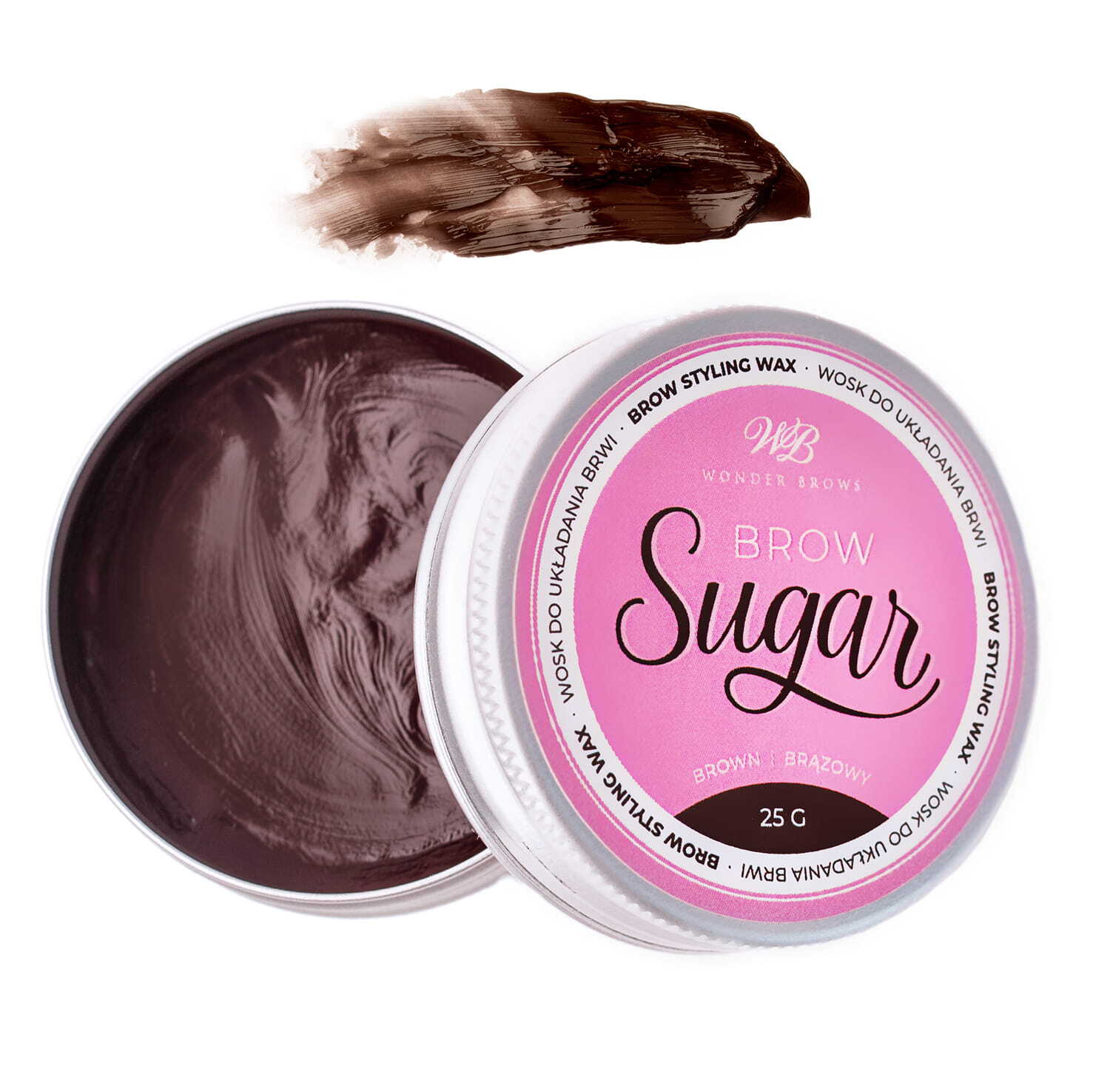 Wosk do układania brwi Wonder Lashes Brow Sugar brązowy, 25 g