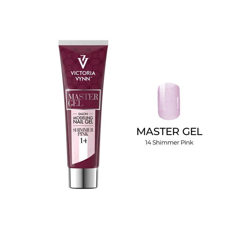 Victoria Vynn Master Gel 14 Shimmer Pink rozā ar akrila daļiņām, 60 g