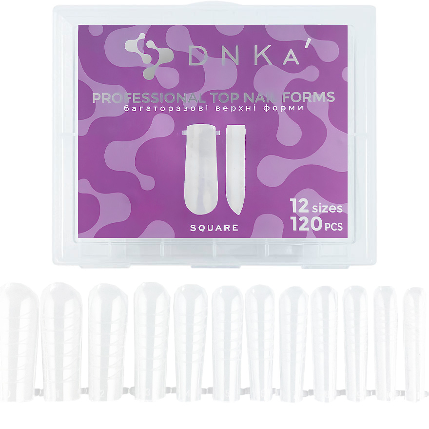 Szablon do przedłużania paznokci DNKa Reusable Upper Nail Forms Square (120 szt. op.)