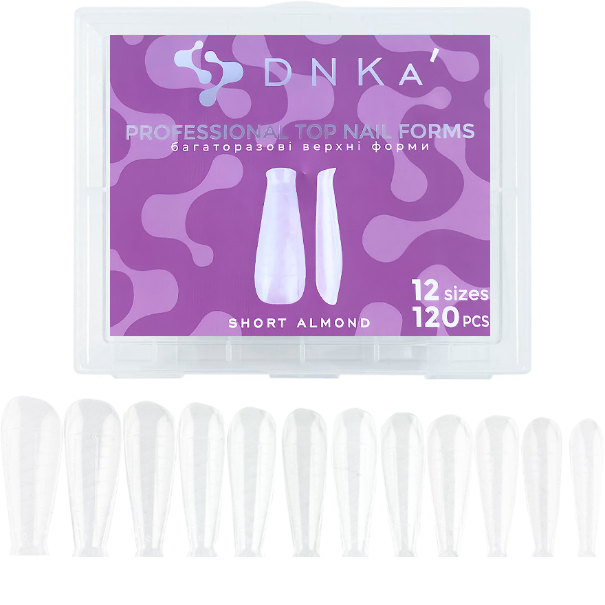 Szablon do przedłużania paznokci DNKa Reusable Upper Nail Forms Short Almond (120 szt. op.)