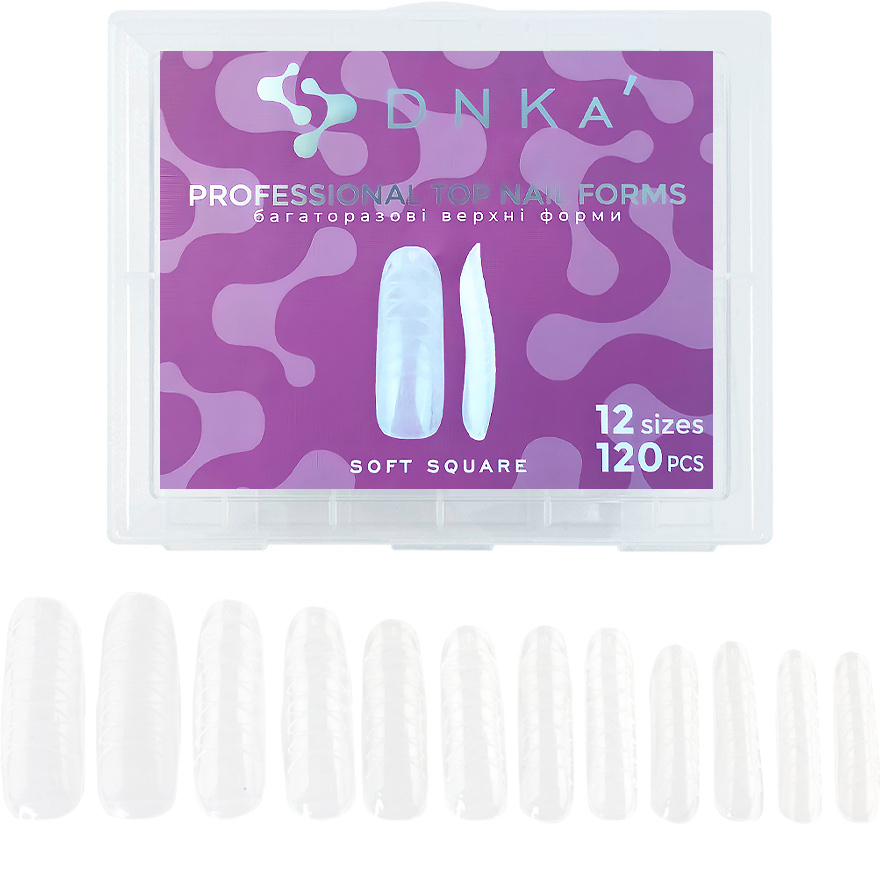 Форми для нарощування нігтів DNKa Reusable Upper Nail Forms Soft Square (120 шт/уп)