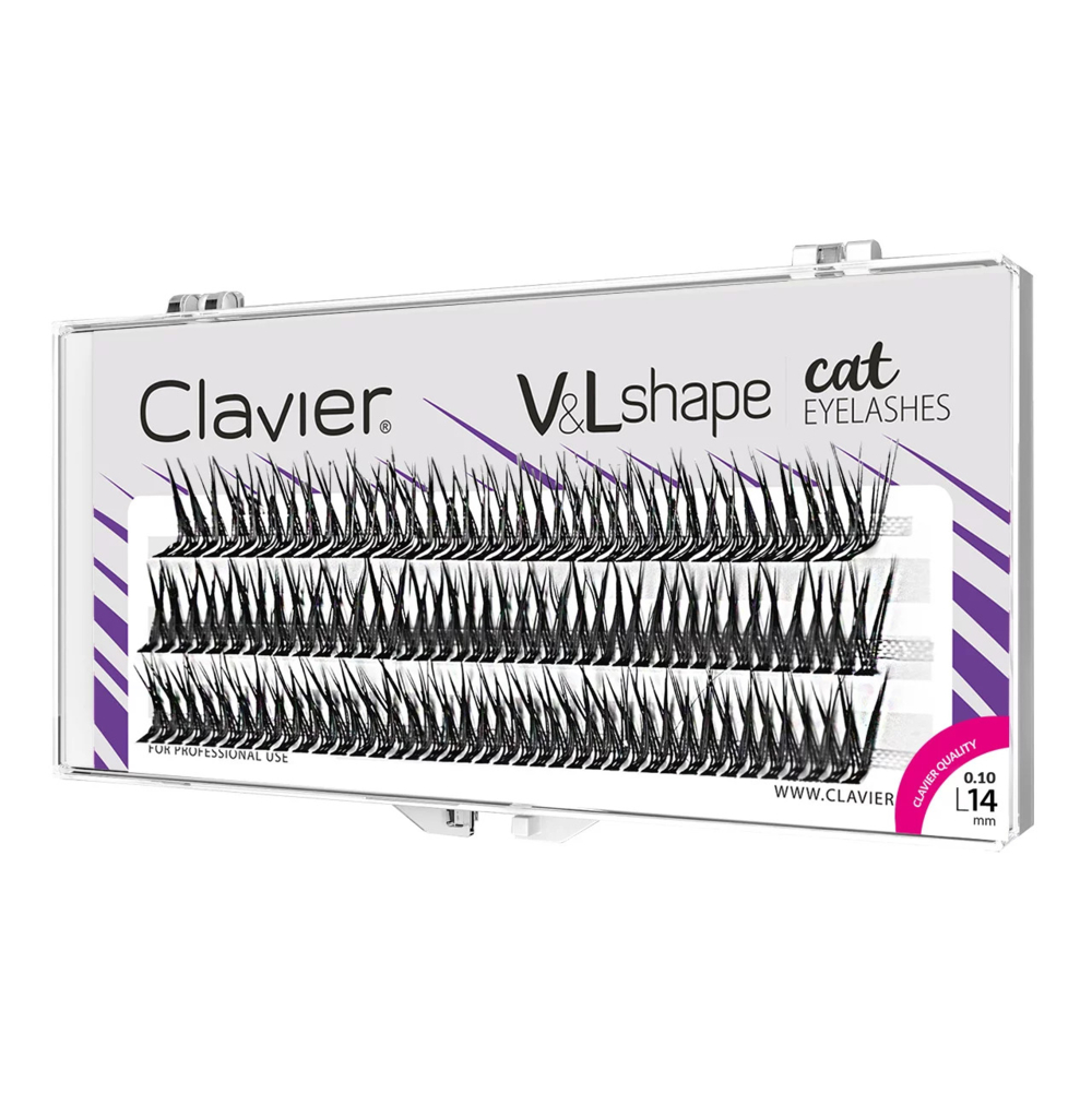 Kępki rzęs do makijażu Clavier Cat Eye V&amp;L Shape L, 14 mm