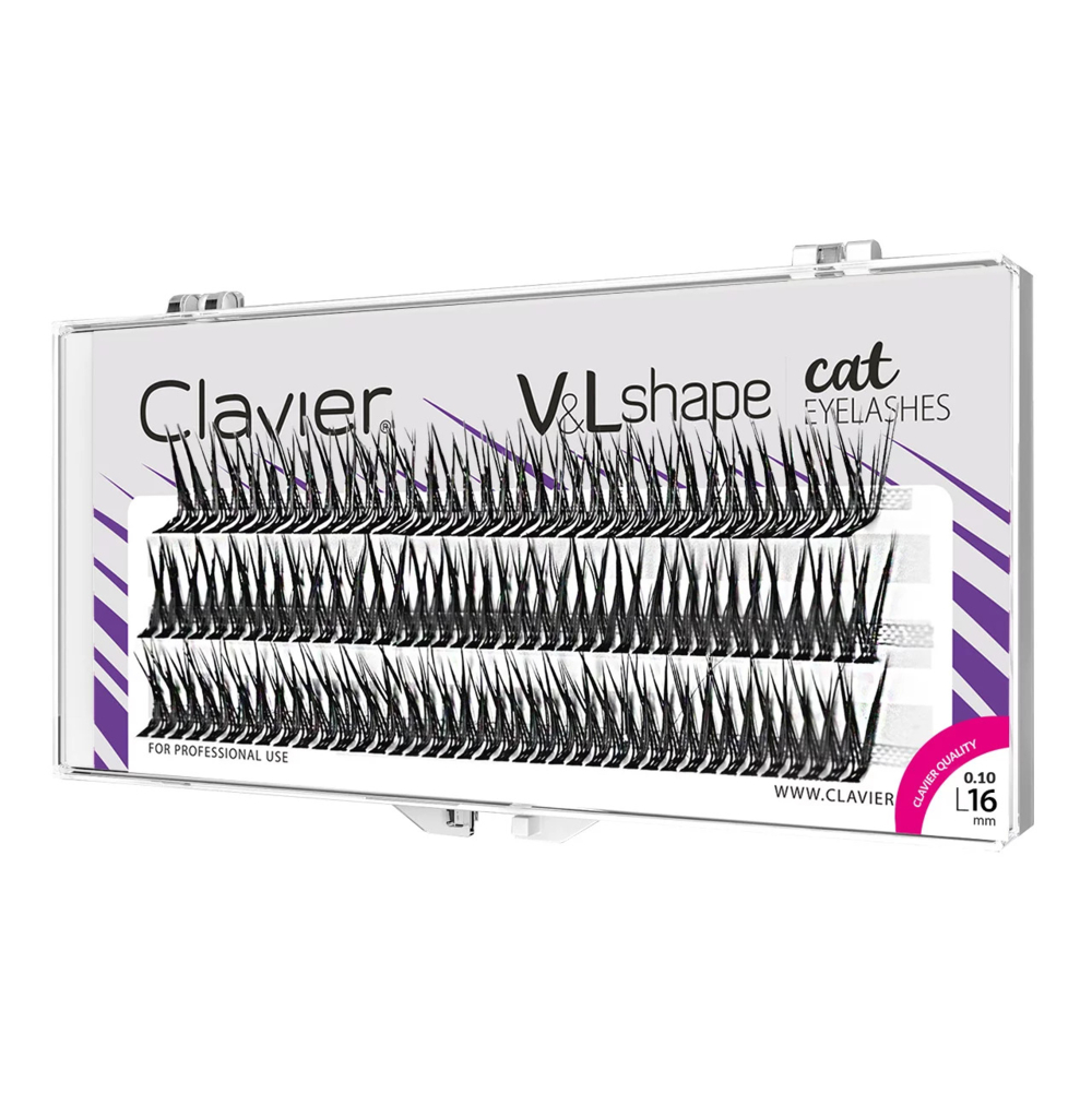 Kępki rzęs do makijażu Clavier Cat Eye V&amp;L Shape L, 16 mm