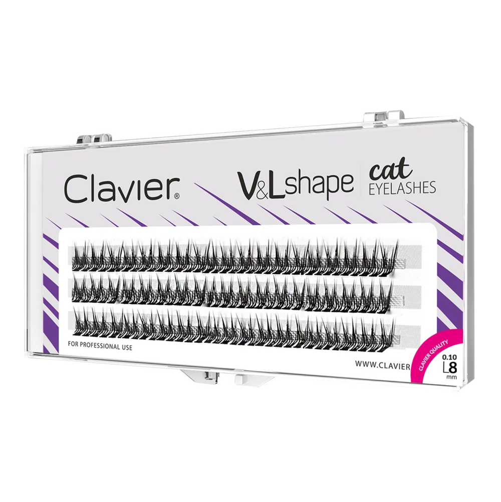 Ресницы-пучки для макияжа Clavier Cat Eye V&amp;L Shape L, 8 мм