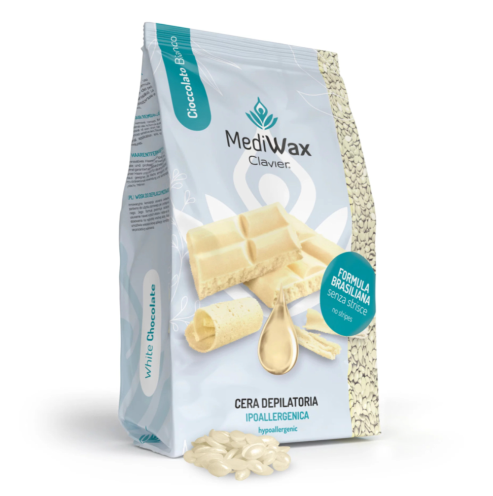 Wosk twardy MediWax Clavier do depilacji w granulkach 500 g, white chocolate