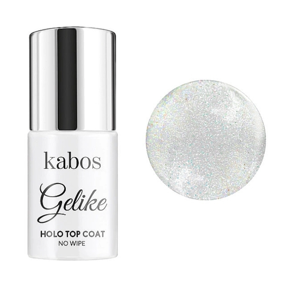 Топ гибридный без липкого слоя Kabos Gelike Holo Top Coat No Wipe, 8 мл