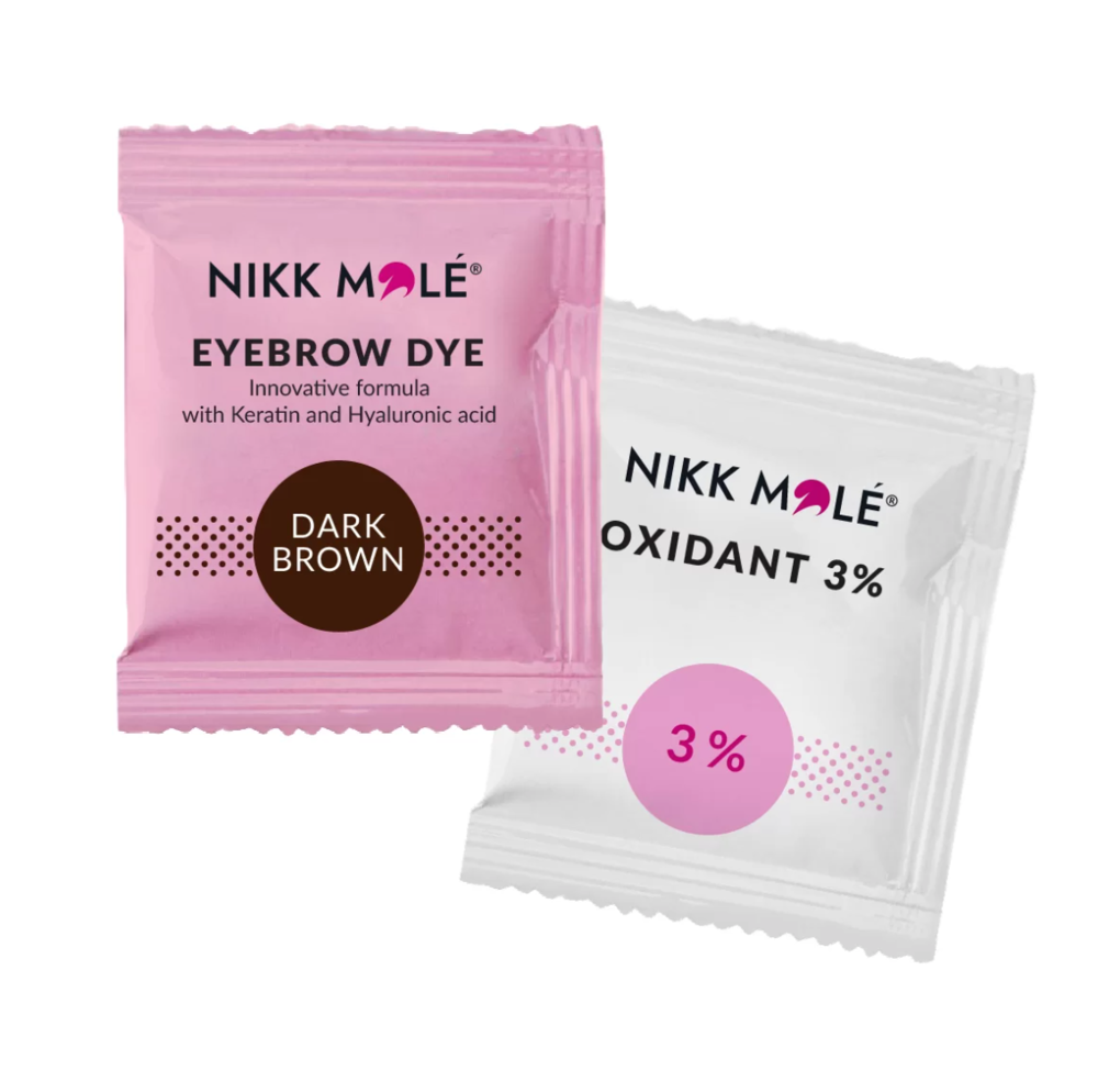 Nikk Mole Augenbrauen- und Wimpernfarbe 5 ml + Aktivator 5 ml, dunkelbraun