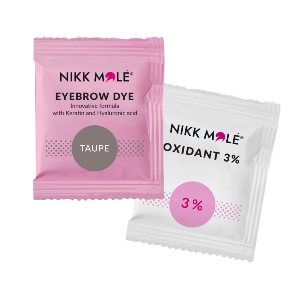 Nikk Mole eyebrow and eyelash dye 5 ml + activator 5 ml, grey-brown