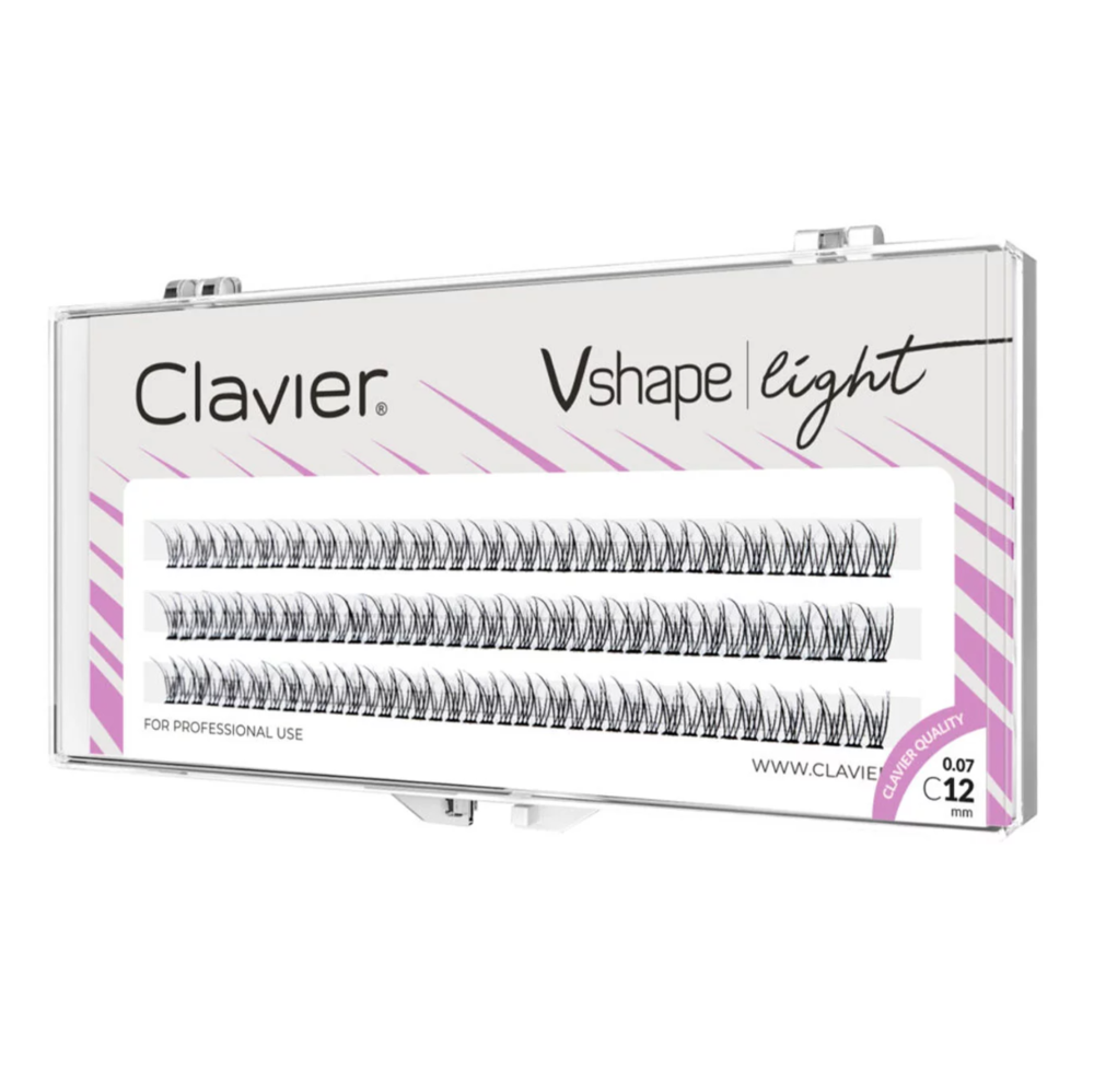 Ресницы Clavier Vshape light C 0.07, 12 мм