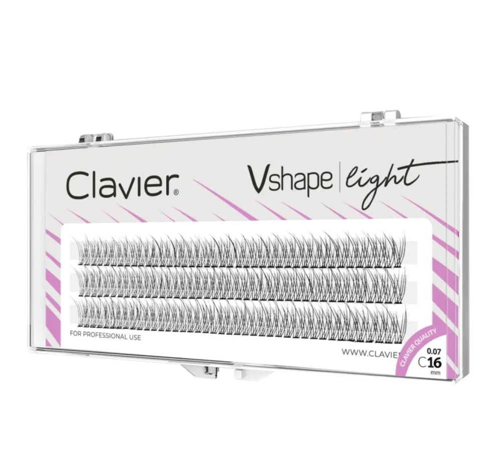 Ресницы Clavier Vshape light C 0.07, 16 мм