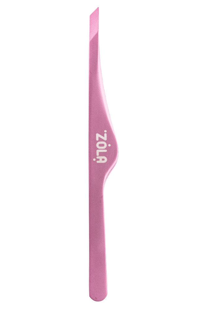 Zola Light Pink Professional Eyebrow Tweezers, Slanted