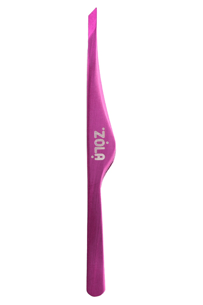 Zola Pink Professional Eyebrow Tweezers, Slanted