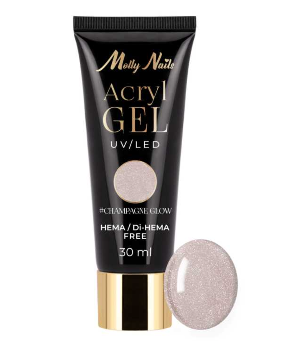 MollyLac Champagne Glow Akrüülgeel Hema/di-Hema Free, 30 ml