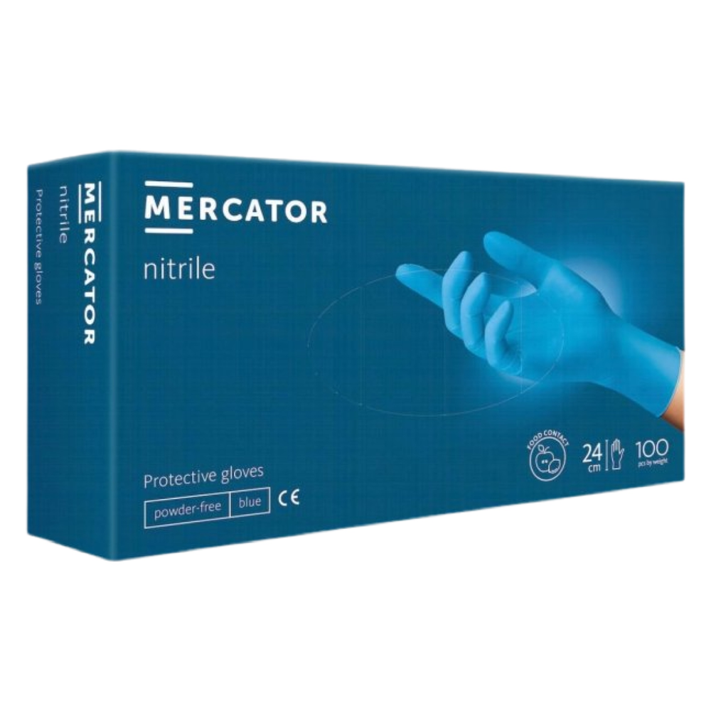 Rękawiczki nitrylowe MERCATOR Nitrylex Basic bezpudrowe XL, (100 szt./op.), niebieskie