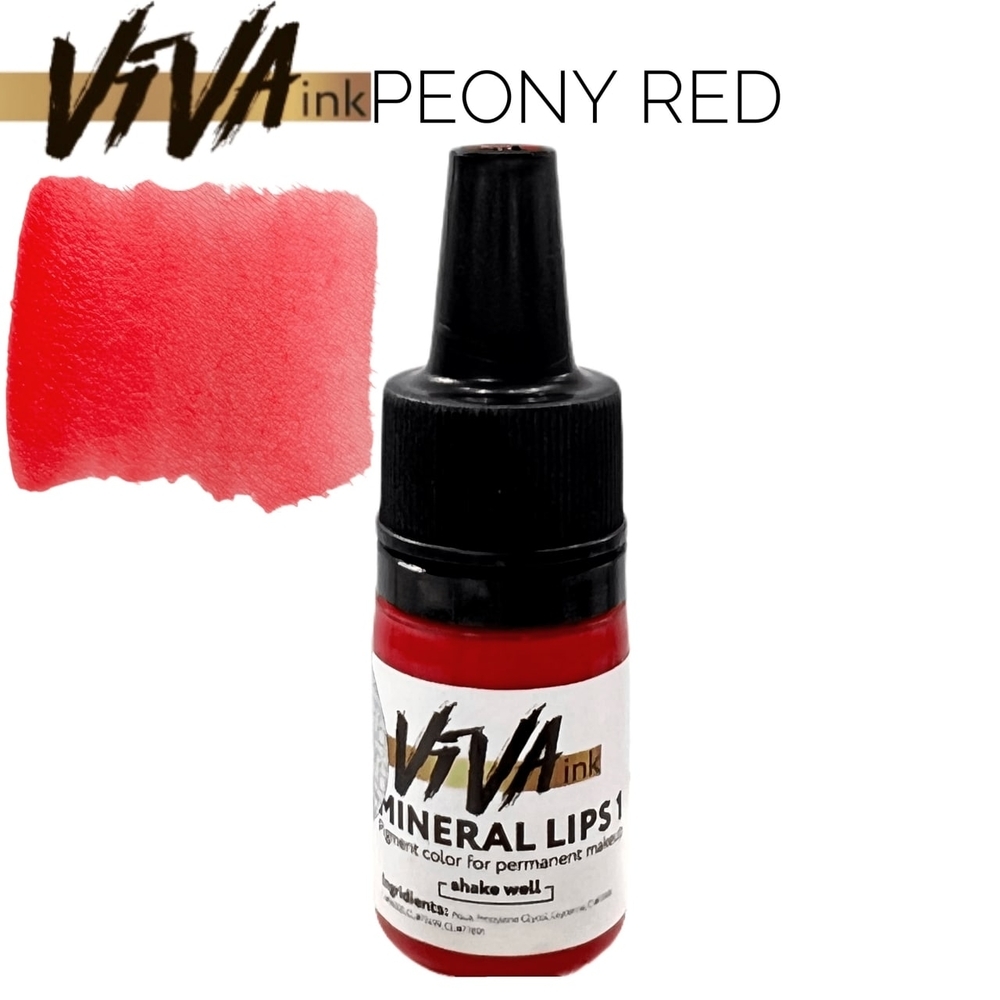 Permanent make-up pigment Viva Lips M1 Peony Red, 6ml