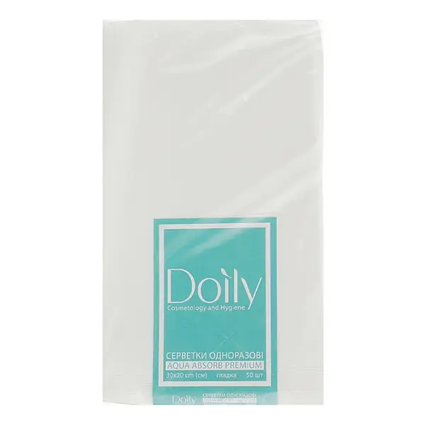 Серветки в пачці Doily® Aqua 20х30 см зі спанлейсу 50 г/м2 (50 шт/пач). Текстура: гладка