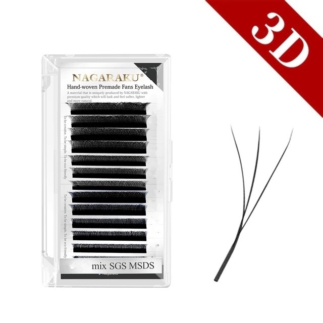 Nagaraku 3D W-shape Mix D eyelashes, 0.07, 8-12