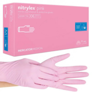 Rękawiczki nitrylowe Mercator Nitrylex Pink bezpudrowe M (100 szt. op.), różowe