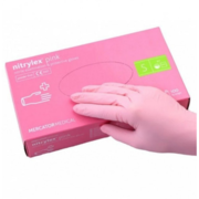 Перчатки нитриловые Mercator Nitrylex Pink неопудренные S (100 шт/уп), розовые