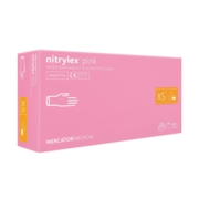 Рукавички нітрилові Mercator Nitrylex Pink неопудрені XS (100 шт/уп), рожеві