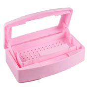 Sterilisation container with lifting mechanism, pink