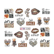 Nail water stickers BN-2282, lettering leopard print 