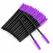Eyelash brush silicone ForMe  handle black, violet bristles (50 pcs. op.)