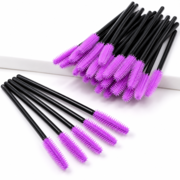 Eyelash brush silicone ForMe  handle black, violet bristles (50 pcs. op.)