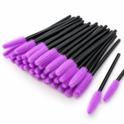 Eyelash brush silicone ForMe  handle black, violet bristles (50 pcs. op.)