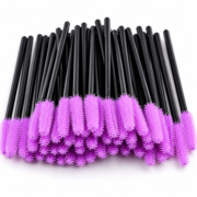 Eyelash brush silicone ForMe  handle black, violet bristles (50 pcs. op.)