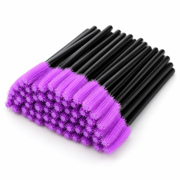 Eyelash brush silicone ForMe  handle black, violet bristles (50 pcs. op.)