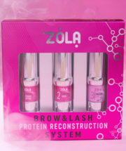 &quot;Zola Brow&amp;Lash&quot; antakių baltyminės rekonstrukcijos sistema, Nr. 1,2,3, po 10 ml