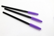 Щеточка для ресниц силиконовая ручка черная, ворс лиловый (50 шт/уп)