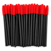 Eyelash brush silicone ForMe handle black, bristles red (50 pcs. op.)