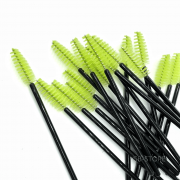 Eyelash brush nylon handle black, green bristles (50 pcs. op.)