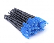 Eyelash brush nylon handle black, blue bristles (50 pcs. op.)