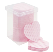 Perforated dustless nail art swabs in box (200 pcs. op.) heart, pink