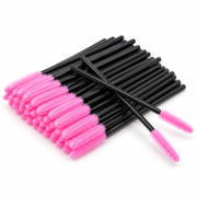 Eyelash brush silicone ForMe handle black, pink bristles (50 pcs. op.)